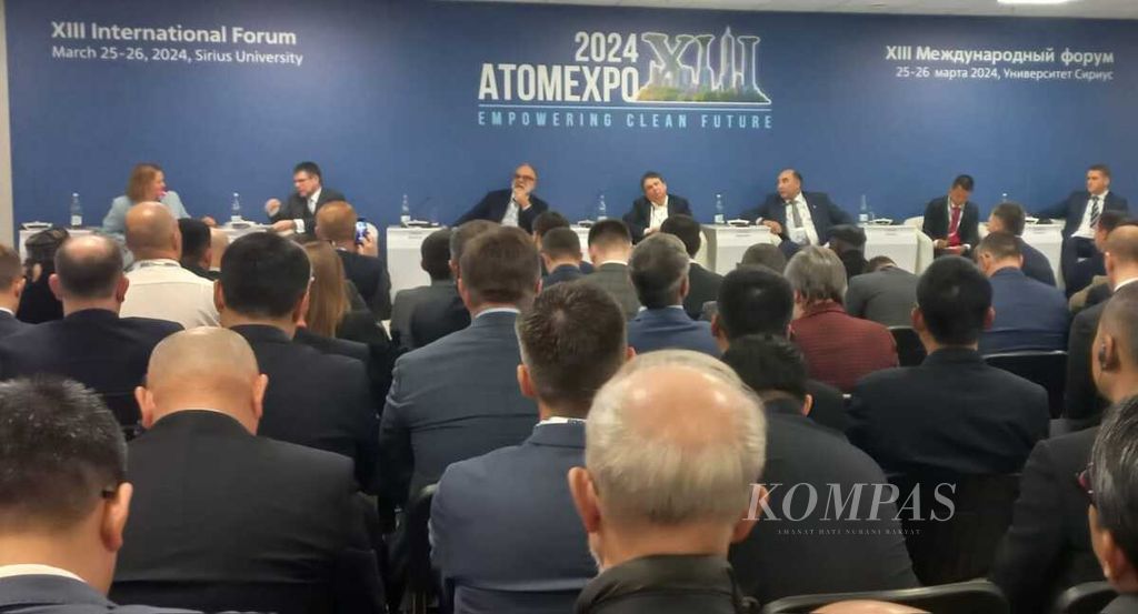 Diskusi bertajuk "Solusi Energi Berkelanjutan" digelar di sela-sela pembukaan Atomexpo 2024, Senin (25/3/2024) di Sochi, Rusia.