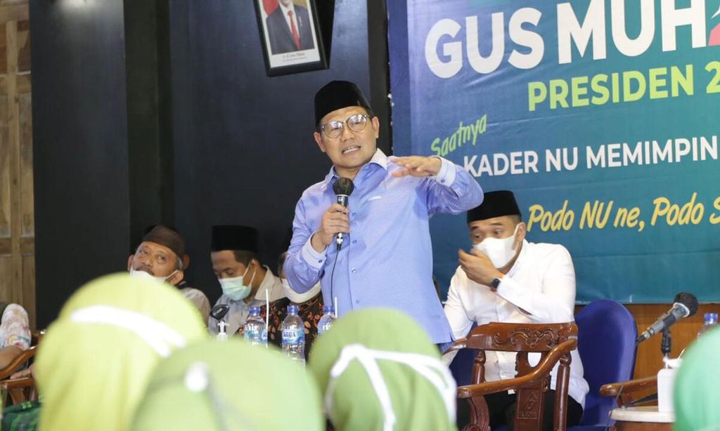 Ketua Umum PKB Abdul Muhaimin Iskandar saat rangkaian safari politik ke Kediri, Pacitan, dan Trenggalek, Jawa Timur, 5-8 Maret 2022.
