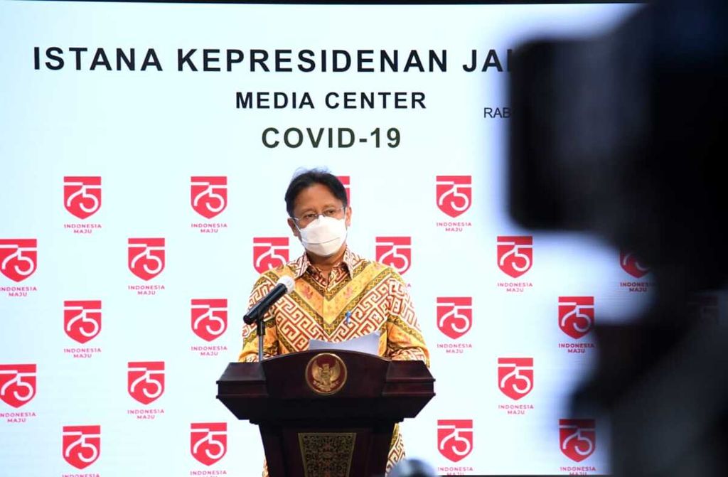 Menteri Kesehatan Budi Gunadi Sadikin saat jumpa pers di Jakarta, Rabu (29/7/2020). 