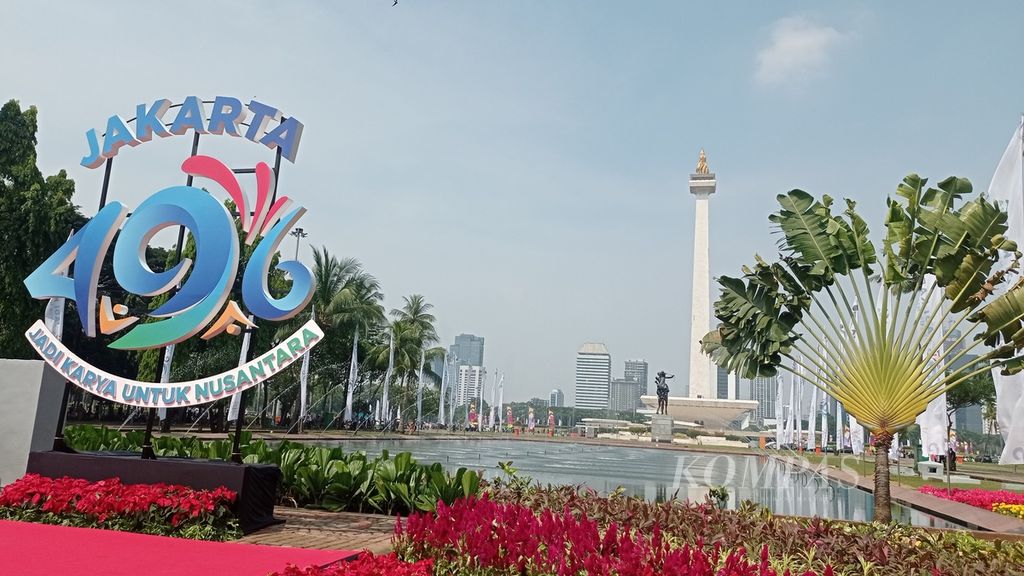 Rangkaian perayaan hari ulang tahun Ke-496 Jakarta dimulai dari kawasan Monumen Nasional, Minggu (21/5/2023) pagi. 