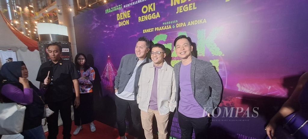 Para pemeran film <i>Agak Laen</i> dalam jumpa pers film komedi ini di Jakarta, Selasa (23/1/2024).