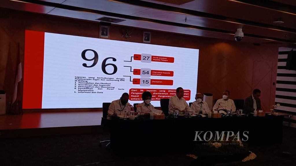 Konferensi Pers Capaian Kinerja Dewan Pengawas KPK Tahun 2022 di Jakarta, Senin (9/1/2023). 