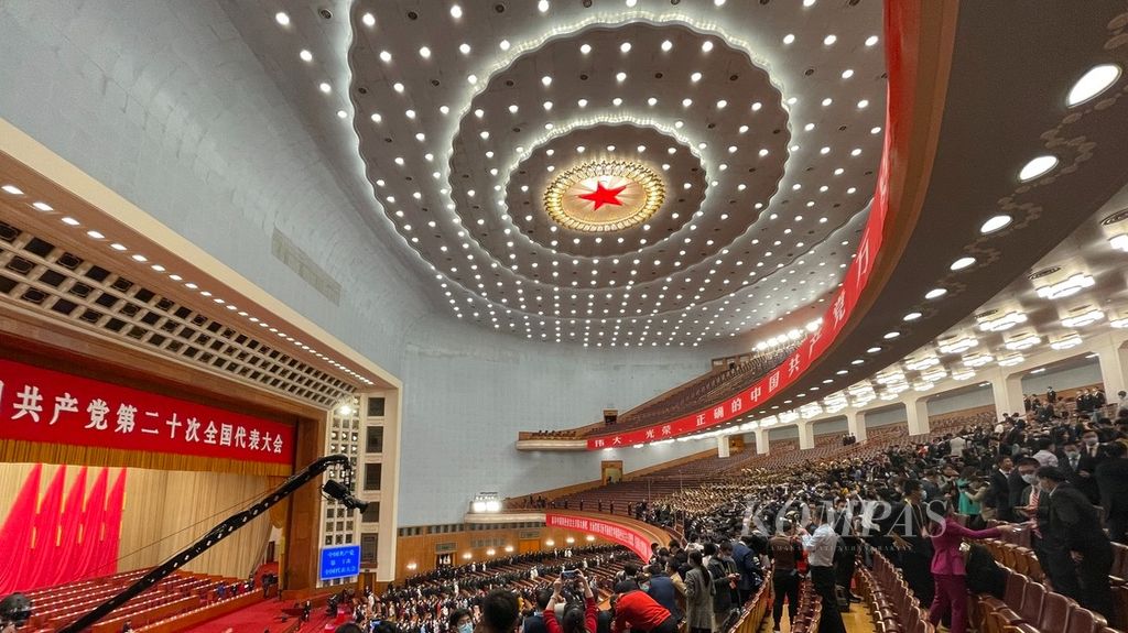 The atmosphere after the closing of the 20th National Congress of the Communist Party of China at the Great Hall of the People, Sunday (23/10/2022).