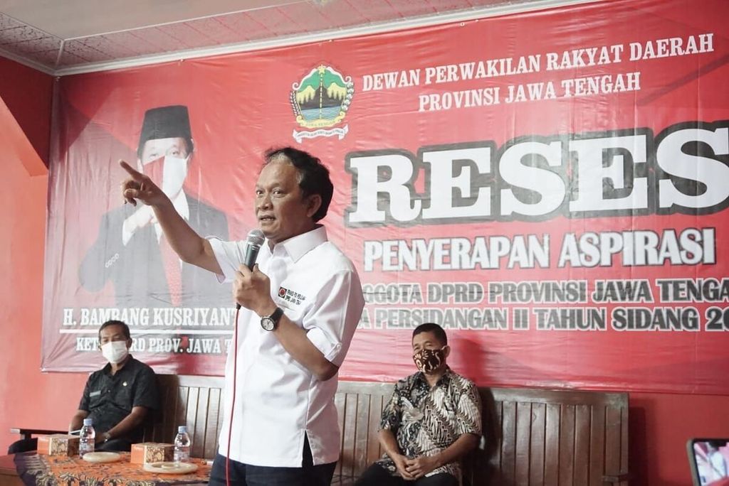 Ketua DPRD Jateng Bambang Kusriyanto saat berbicara di Kabupaten Semarang, Jawa Tengah, Rabu (20/7/2022).