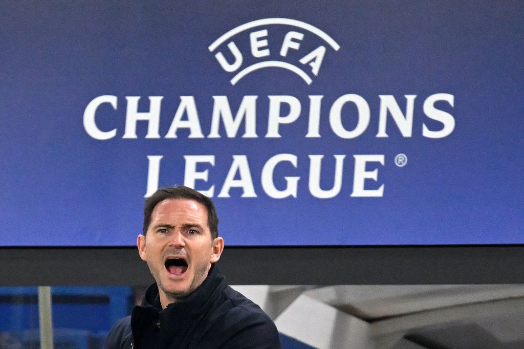 Manajer sementara Chelsea asal Inggris, Frank Lampard, bereaksi pada pertandingan laga kedua perempat final Liga Champions antara Chelsea dan Real Madrid di Stadion Stamford Bridge, London, Rabu (19/4/2023) dini hari WIB. 