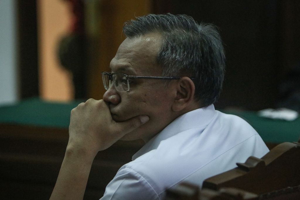 Terdakwa Agus Nurpatria mengikuti sidang pembacaan tuntutan di Pengadilan Negeri Jakarta Selatan, Jumat (27/1/2023). 