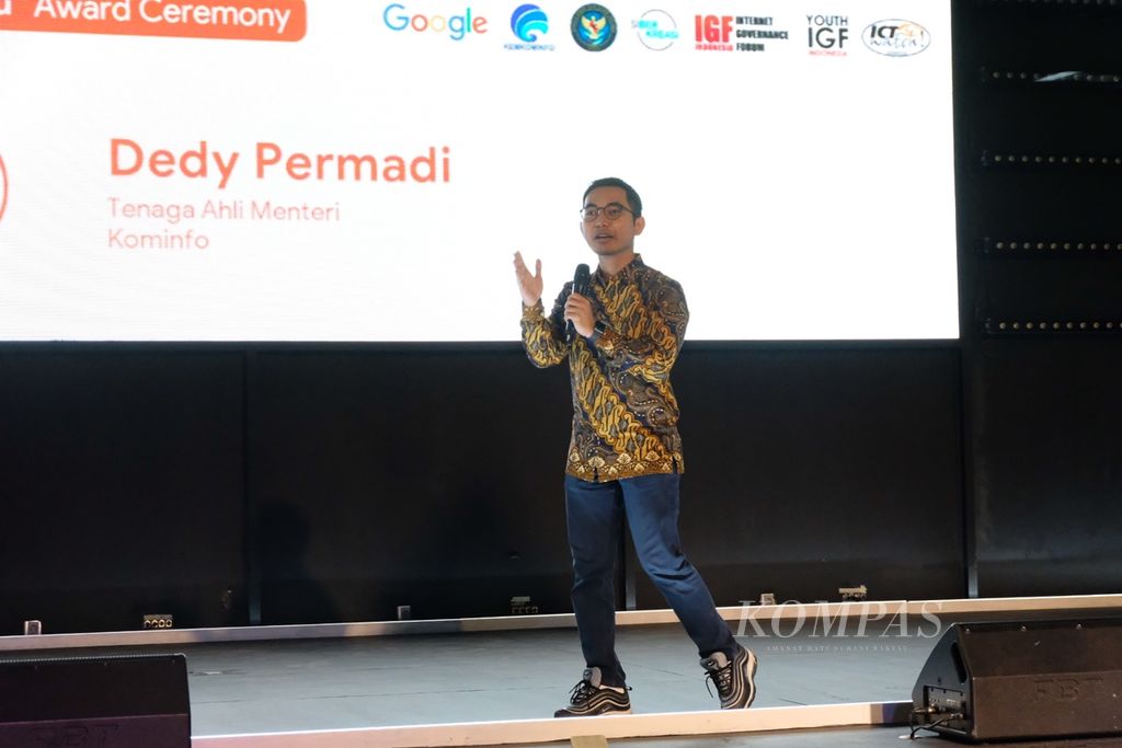 Tenaga Ahli Menteri Komunikasi dan Informatika Bidang Kebijakan Digital Dedy Permadi di Jakarta, Selasa (20/8/2019).