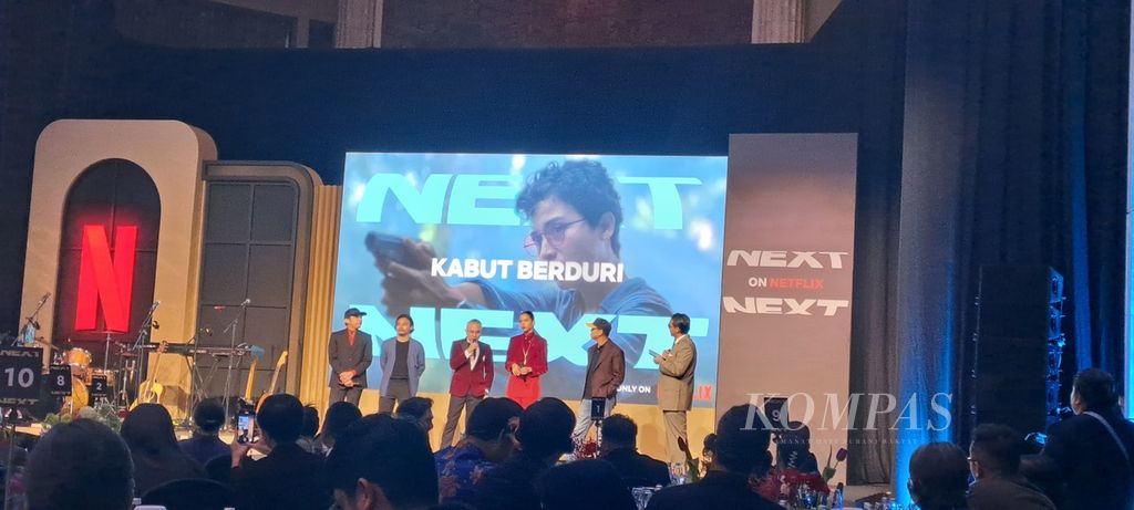 Sejumlah artis dan produsen film pendukung tampil saat peluncuran sejumlah film orisinal Netflix, Kamis (1/2/2024), di Jakarta.