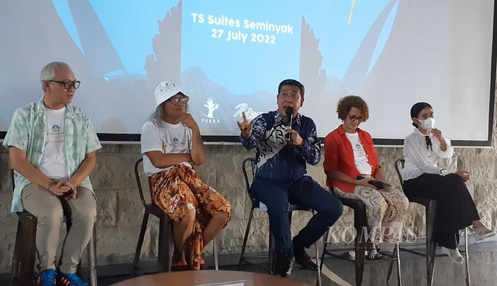 Festival film BaliMakarya 2022 akan digelar 16-21 Oktober 2022. Suasana konferensi pers peluncuran BaliMakarya Film Festival 2022 di Kuta, Badung, Bali, Rabu (27/7/2022).