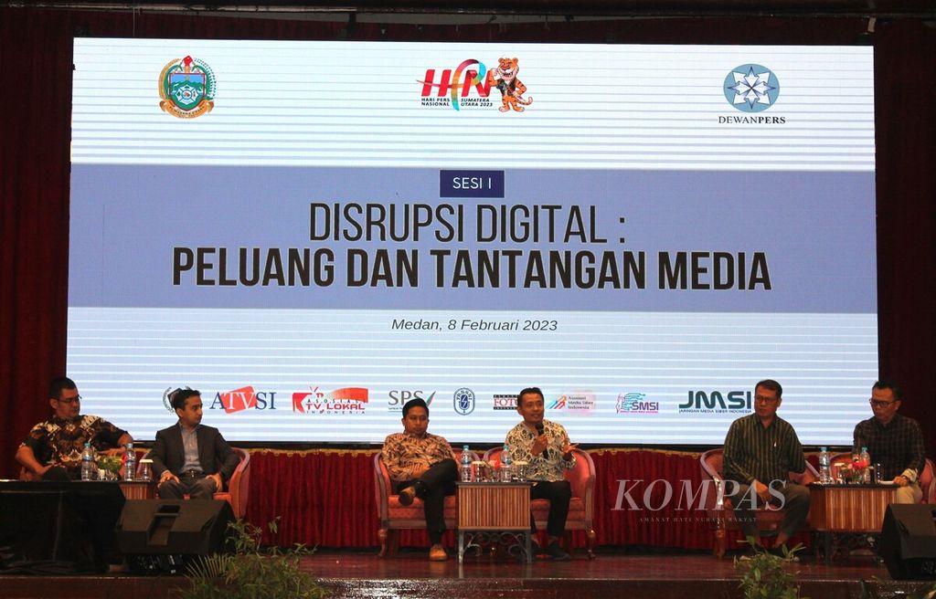 Suasana Konvensi Nasional Media Massa: Peluang di Tahun Menantang pada peringatan Hari Pers Nasional (HPN) di Medan, Sumatera Utara, Rabu (8/2/2023).