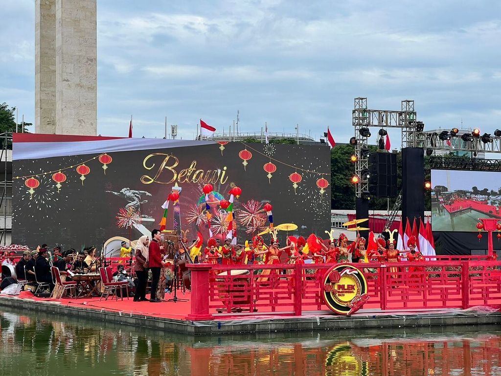 Perayaan Imlek Nasional 2023 yang digelar di Lapangan Banteng, Jakarta Pusat, Minggu (29/1/2023).
