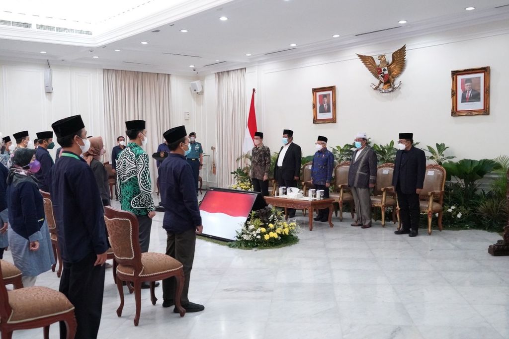 Wakil Presiden Ma’ruf Amin saat membuka Kongres Mujahid Digital dan Konsolidasi Nasional Komisi Informasi dan Komunikasi Majelis Ulama Indonesia (Infokom MUI) di Istana Wakil Presiden pada Jumat (16/09/2022).