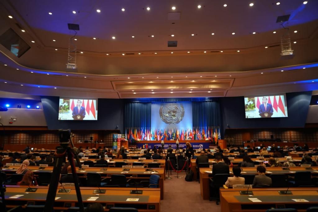 Sidang Komisi Ke-78 Komisi Ekonomi dan Sosial untuk Asia Pasifik-PBB (UNESCAP) dibuka, Senin (23/5/2022). Sidang ini berlangsung sampai 27 Mei 2022. 