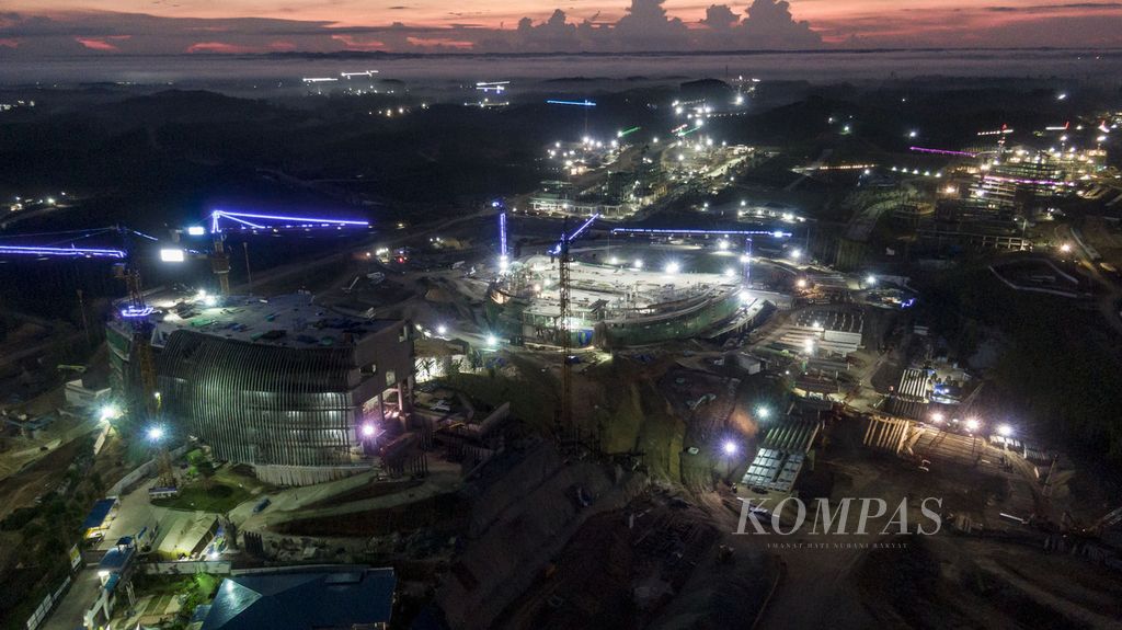 Suasana pagi di kawasan pembangunan Ibu Kota Nusantara, Kalimantan Timur, Senin (1/1/2024).