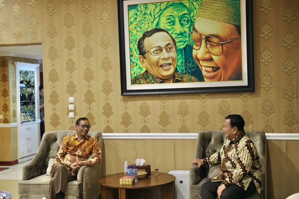 Prabowo bersilaturahmi ke rumah dinas Mahfud MD, Selasa (25/3/2024)