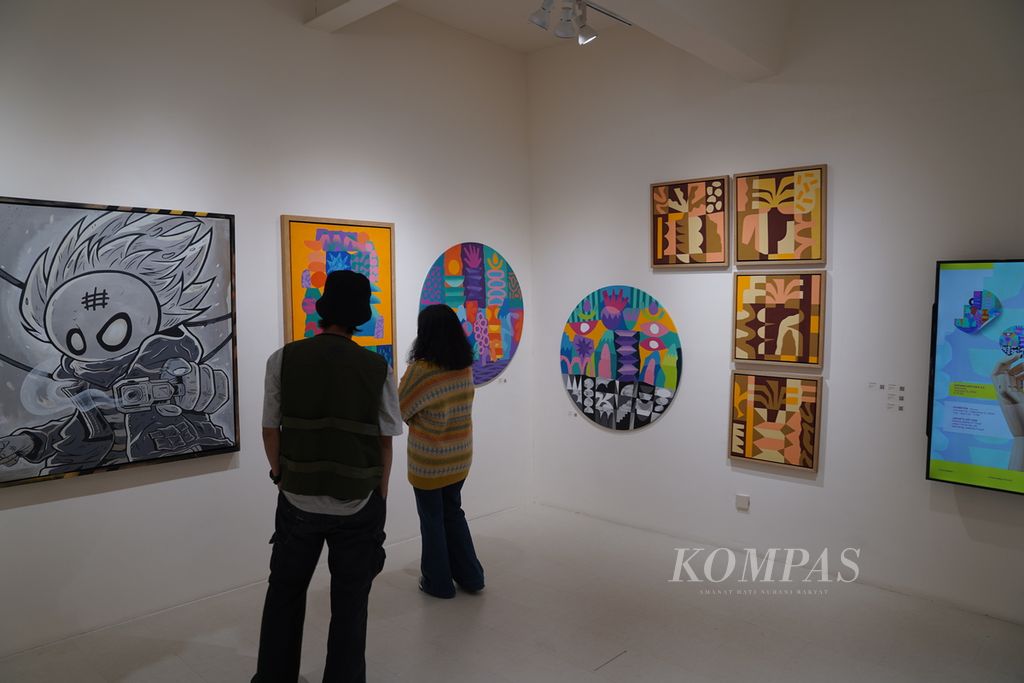 Pameran bertajuk Art Coolture di Jakarta Art Hub, Jakarta Pusat, Selasa (16/1/2024). 