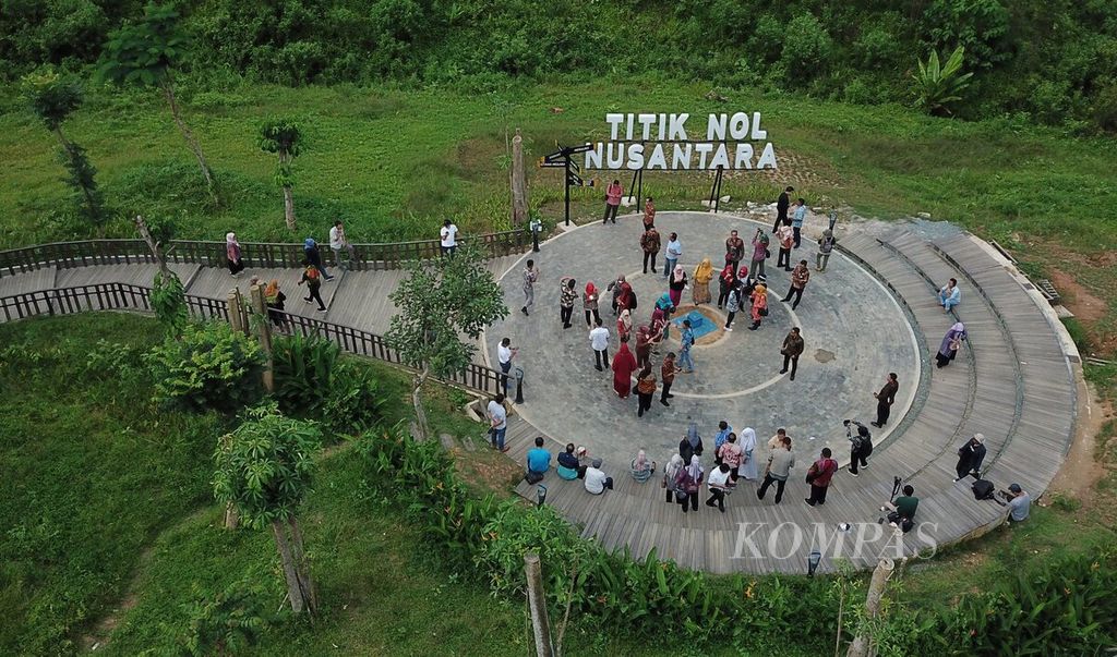 Titik Nol Ibu Kota Nusantara dilihat dari udara di Kecamatan Sepaku, Kabupaten Penajam Paser Utara, Kalimantan Timur, Kamis (28/7/2022). 
