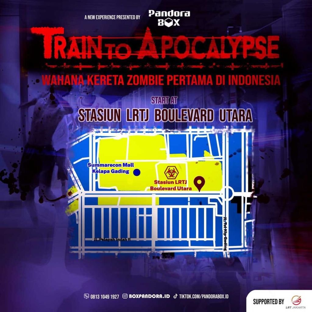 <i>Train to Apocalypse</i> merupakan kolaborasi LRT Jakarta dengan Pandora Box guna promosi perusahaan dan meningkatkan jumlah penumpang. Acara tersebut mengedepankan faktor keamanan dan keselamatan penumpang sehingga tidak mengganggu operasional.