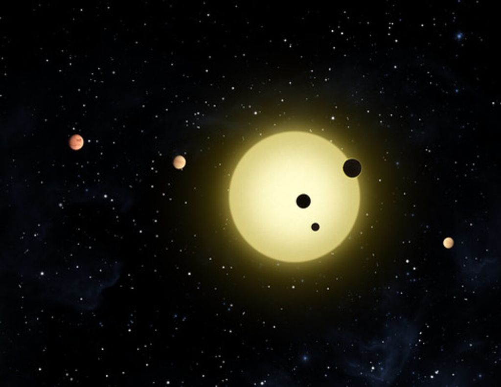 Illustration of planetary systems outside the Solar System.