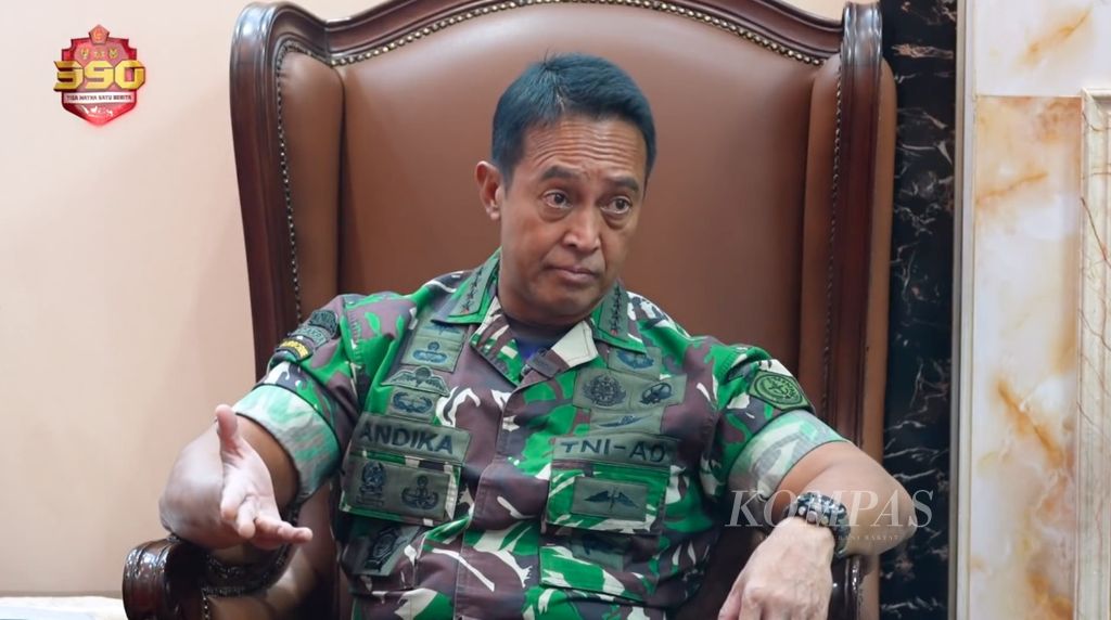 Panglima TNI Jenderal Andika Perkasa sebagaimana ditayangkan dalam media sosial Jenderal TNI Andika Perkasa, Selasa (15/2/2022).