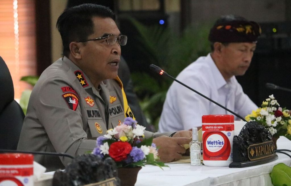 Polda Bali mengadakan rapat koordinasi lintas sektoral terkait pengamanan menjelang sampai selama hari raya Idul Fitri 2024 di Polda Bali, Kota Denpasar, Kamis (28/3/2024).