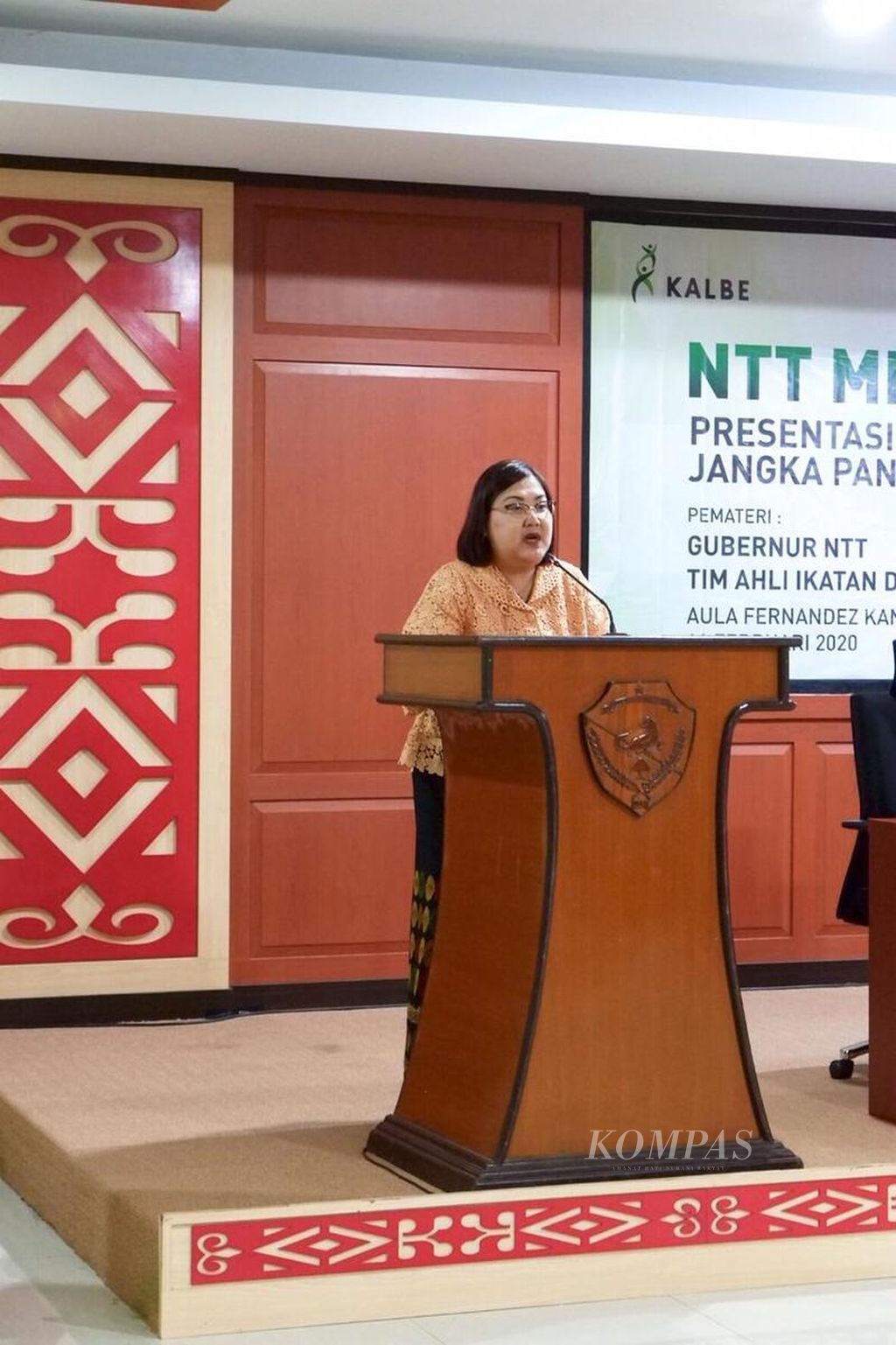 Yuni Herawati selaku Managing Director Nutrionals Kalbe dalam sosialisasi produk-produk Kalbe dalam rangka mengurangi <i>stunting</i> dan gizi buruk di Kupang, Selasa (25/2/2020).  