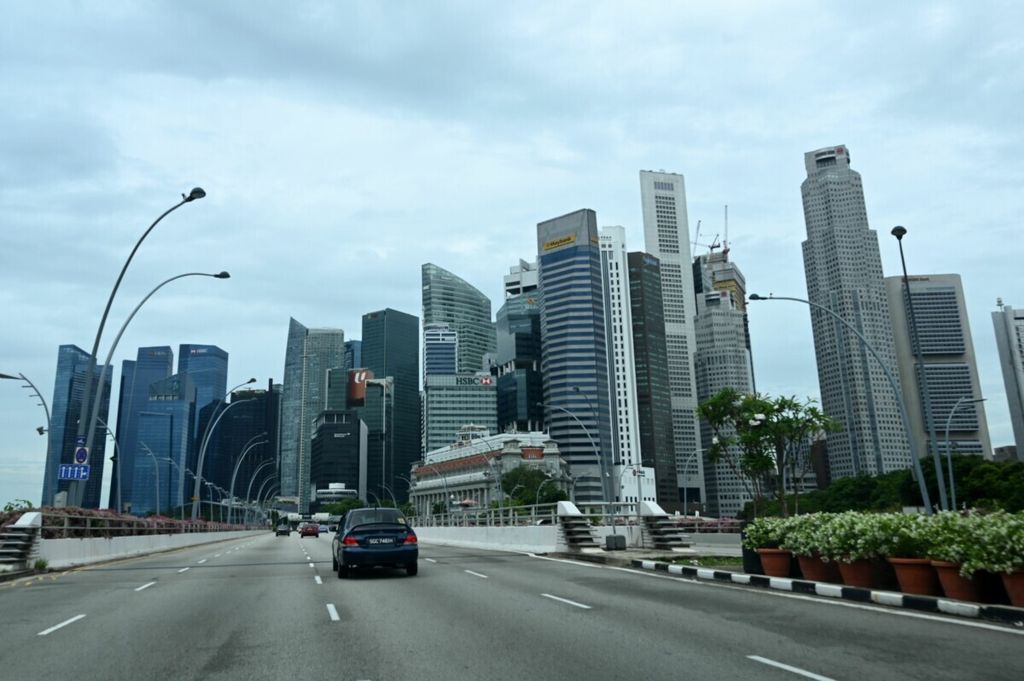 A general view of the financial district in Singapore on May 13, 2020. 