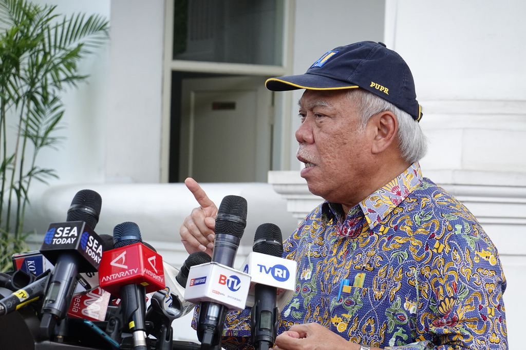 Menteri Pekerjaan Umum dan Perumahan Rakyat Basuki Hadimuljono, di Kompleks Istana Kepresidenan, Jakarta, Rabu (12/4/2023).