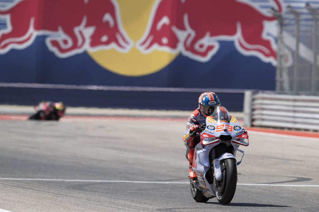 Pebalap Gresini Racing, Marc Marquez, saat balapan sprint MotoGP seri Amerika, 13 April 2024 waktu setempat. 