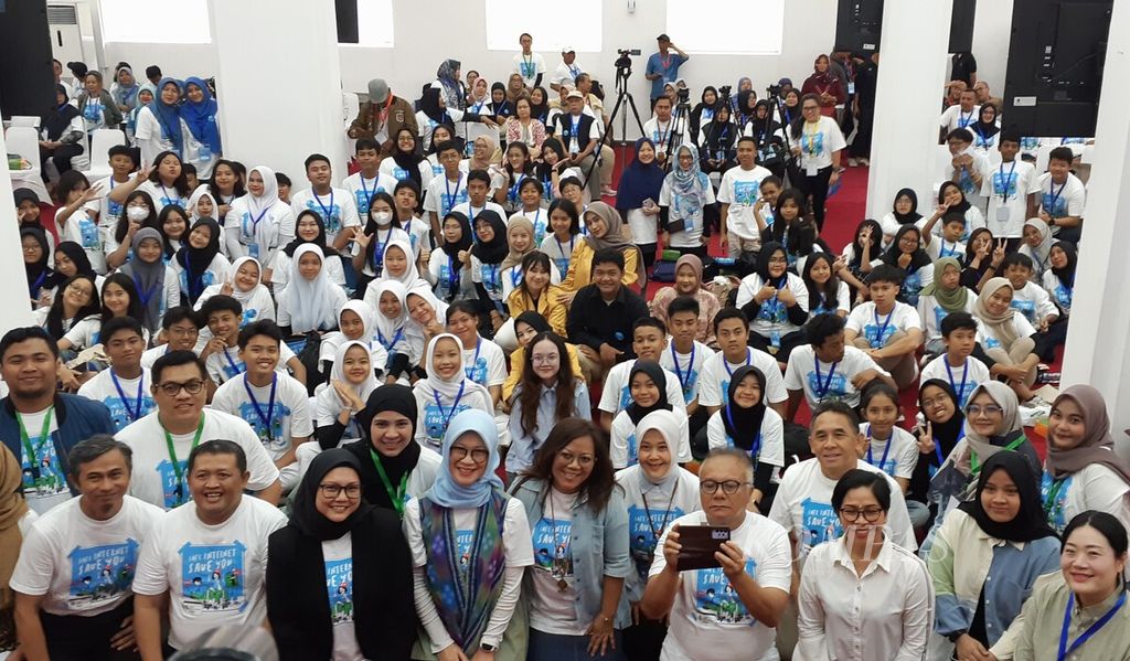 Suasana puncak perayaan Safer Internet Day di kantor Kementerian Koordinator Bidang Pembangunan Manusia dan Kebudayaan, Jakarta, Sabtu (24/2/2024).