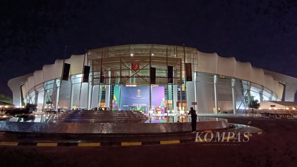 Tampak depan Stadion Abdullah bin Khalifa, Doha, Qatar, Kamis (25/1/2024).