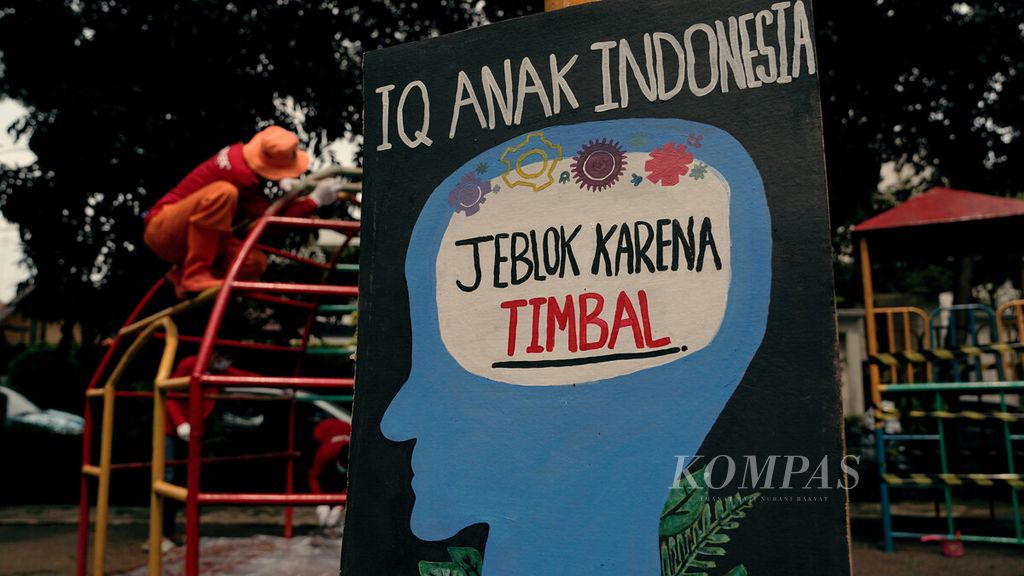 Kampanye bahaya timbal di Ruang Publik Terpadu Ramah Anak (RPTRA) Amir Hamzah, Pegangsaan, Menteng, Jakarta Pusat, Kamis (28/10/2021).  