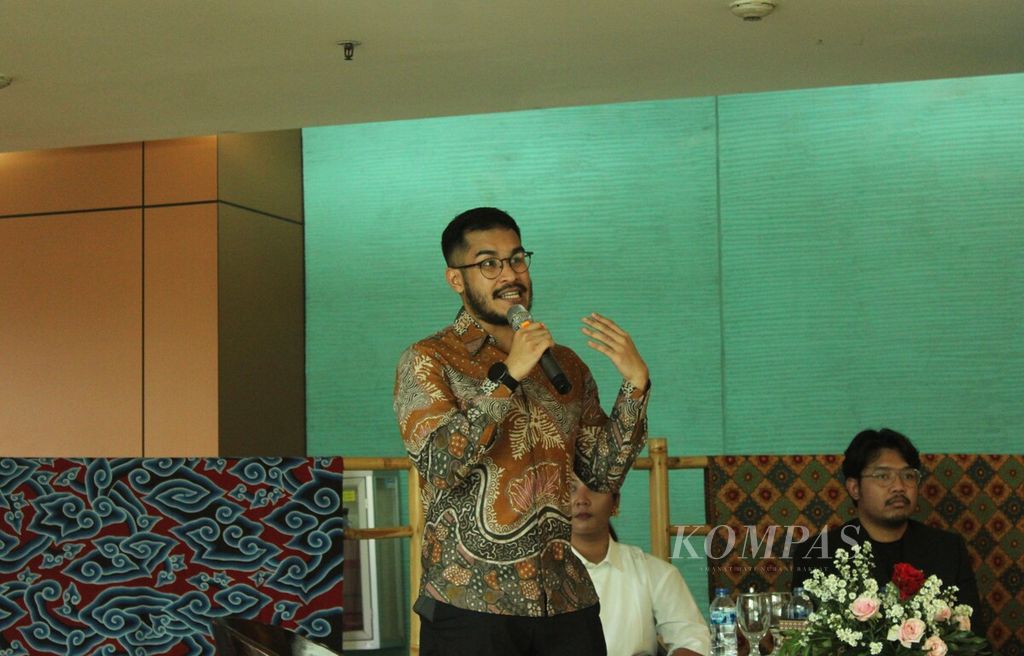 Peneliti museum, Andika Devara Loeis, menjadi narasumber dalam seminar Museum Masa Depan: Membangun Program Publik, Fasilitas, dan Media Sosial Berbasis Kajian Pengunjung”, di Taman Ismail Marzuki, Jakarta, Selasa (12/12/2023).