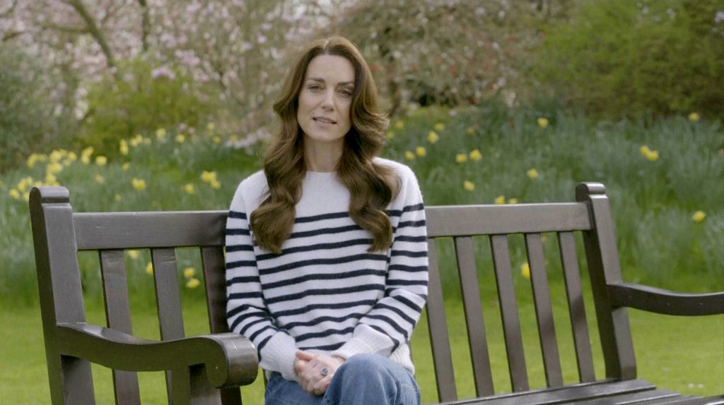 A screenshot of a video from BBC Studios on Friday (3/22/2024) shows Princess Kate, Princess of Wales, announcing that she is suffering from cancer and is undergoing chemotherapy.