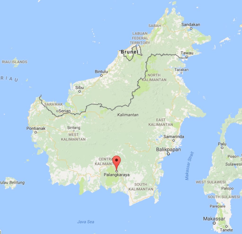 Peta Palangkaraya, Kalimantan Tengah.