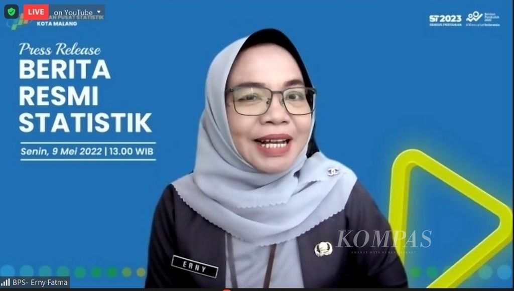Erny Fatma, Kepala BPS Kota Malang menjelaskan inflasi Kota Malang pada April 2022 sebesar 1,44 persen atau tertinggi di Jawa Timur. Hal ini dinilai menjadi gambaran mulai bergeraknya perekonomian warga Kota Malang seusai 2 tahun dibelit pandemi.