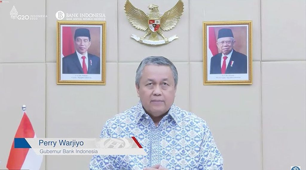 Gubernur Bank Indonesia Perry Warjiyo saat jumpa pers hasil Rapat Dewan Gubernur (RDG) BI Juli, Kamis (21/7/2022)