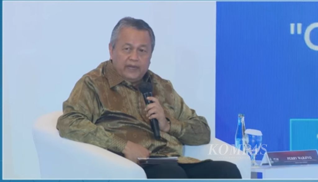Gubernur Bank Indonesia Perry Warjiyo pada acara Leaders Talk saat pembukaan rangkaian acara FMCBG ketiga G20, Senin (11/7/2022), di Nusa Dua, Bali.