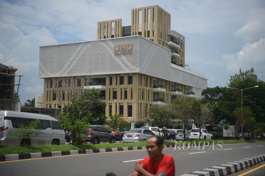 Suasana gedung kampus terpadu Universitas Nahdlatul Ulama (UNU) Yogyakarta, di Sleman, DI Yogyakarta, Rabu (31/1/2024).