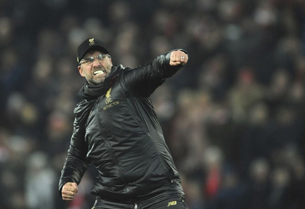 Reaksi Manajer Liverpool Juergen Klopp saat pertandingan Liga Inggris antara Liverpool dan Crystal Palaca di Stadion Anfield, Liverpool, Sabtu (19/1/2024). Klopp akan meninggalkan Liverpool pada akhir musim 2023-2024 setelah melatih Liverpool sejak 2015.