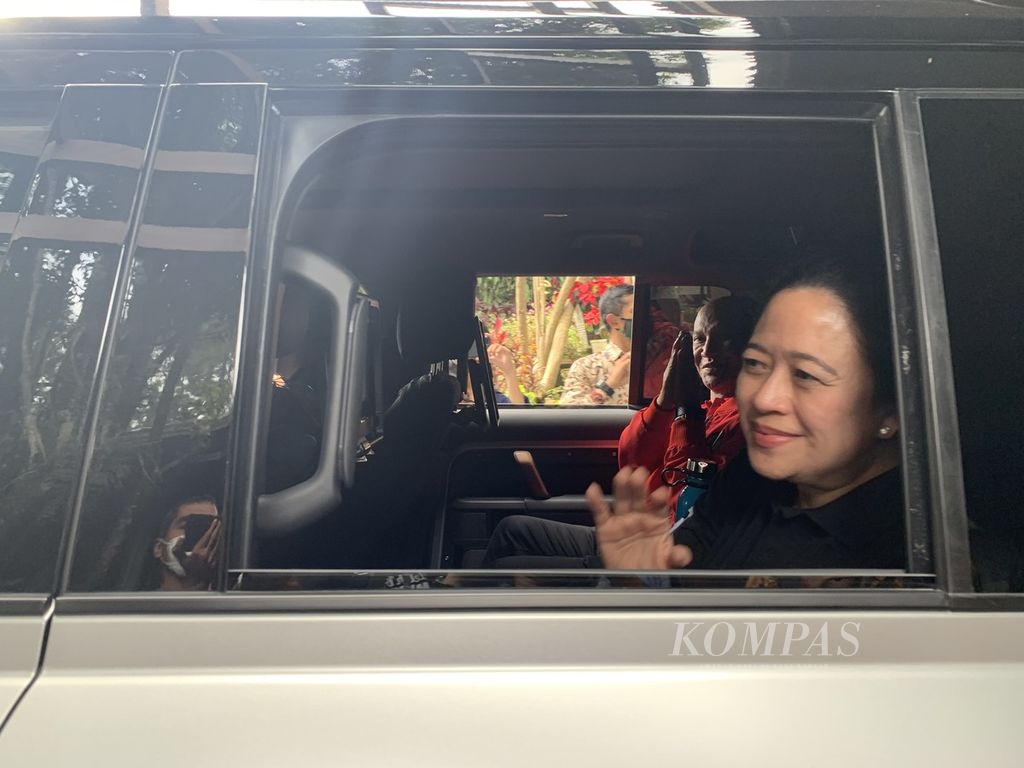 Ketua DPP Puan Maharani saat berkunjung ke kediaman Ketua Umum Partai Gerindra Prabowo Subianto, di Hambalang, Bogor, Jawa Barat, Minggu (4/9/2022).
