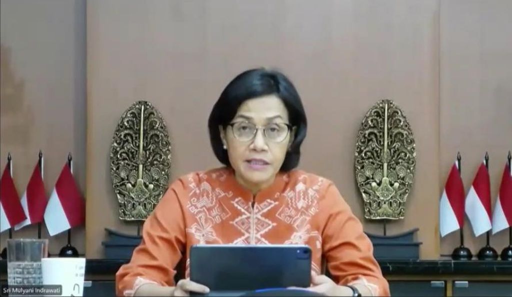 Menteri Keuangan Sri Mulyani Indrawati dalam rapat Dewan Pengelola Dana Perantara Keuangan (Financial Intermediary Fund/FIF) untuk Pencegahan, Kesiapsiagaan, dan Respons Pandemi (Pandemic Prevention, Preparedness and Response/PPR) yang berlangsung secara virtual pada  8-9 September 2022.
