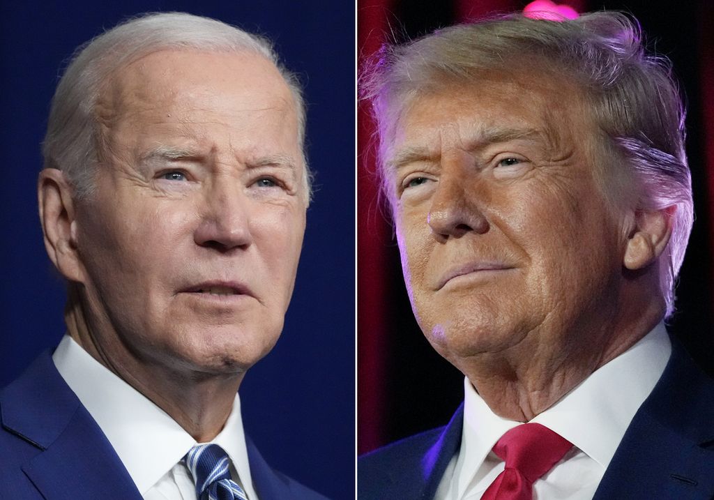 Foto kombinasi memperlihatkan Presiden AS Joe Biden (kiri) dan mantan Presiden AS Donald Trump (kanan).