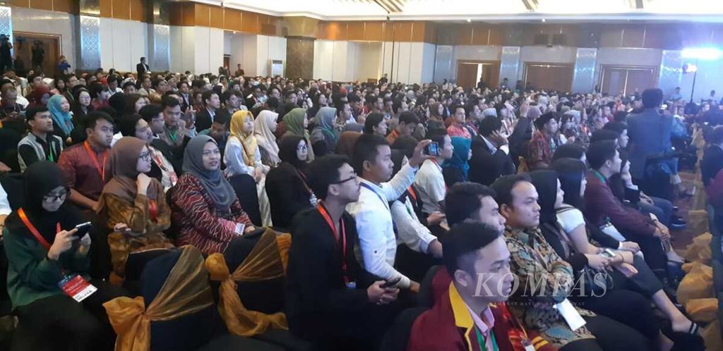 Suasana pembacaan Visi 2045 di Jakarta, Rabu (15/8/2018) dalam Conference of Indonesian Diaspora Youth 2018 (CIDY-2018). Acara bertema “Proyek Visi 2045: Satu Abad Republik Indonesia”