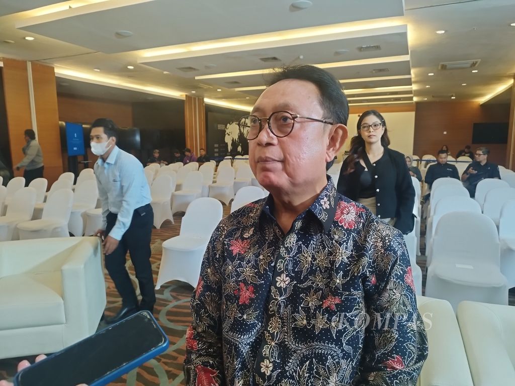 Chairman of the Indonesian Palm Oil Entrepreneurs Association (Gapki), Eddy Martono, gave a statement in Jakarta on Tuesday (8/1/2023).