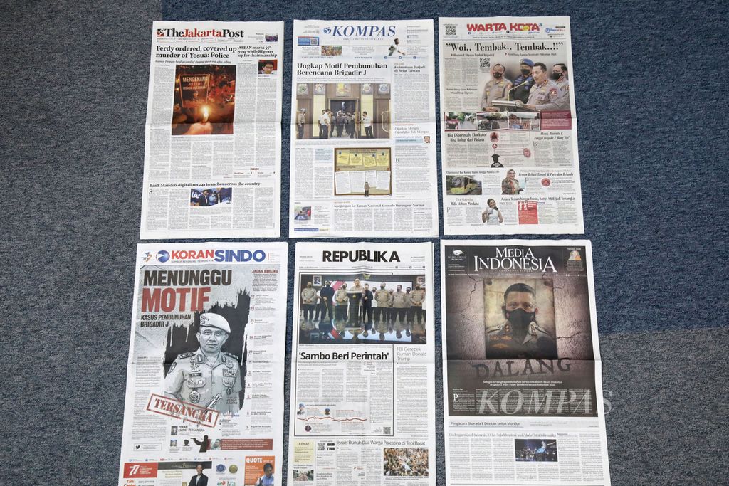 Berita utama di sebagian koran yang terbit pada Rabu (10/11/2022). 