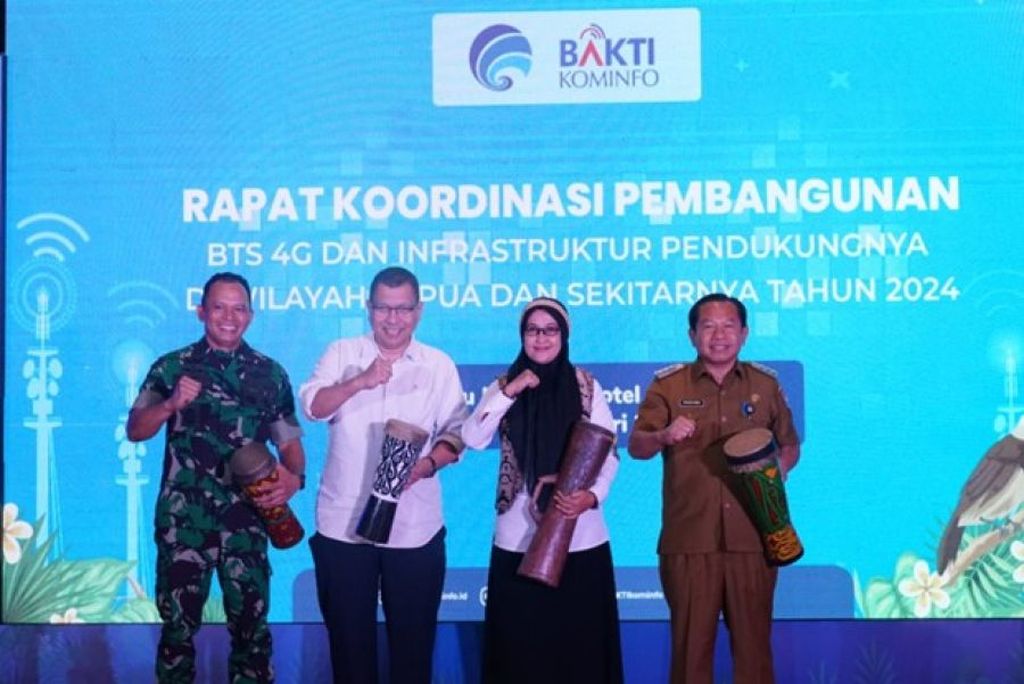 Rapat Koordinasi Pembangunan BTS 4G dan Infrastruktur Pendukungnya di Wilayah Papua dan Sekitarnya oleh Kominfo, Bakti, dan Pemda Papua di Jakarta, 26-27 Februari 2024.