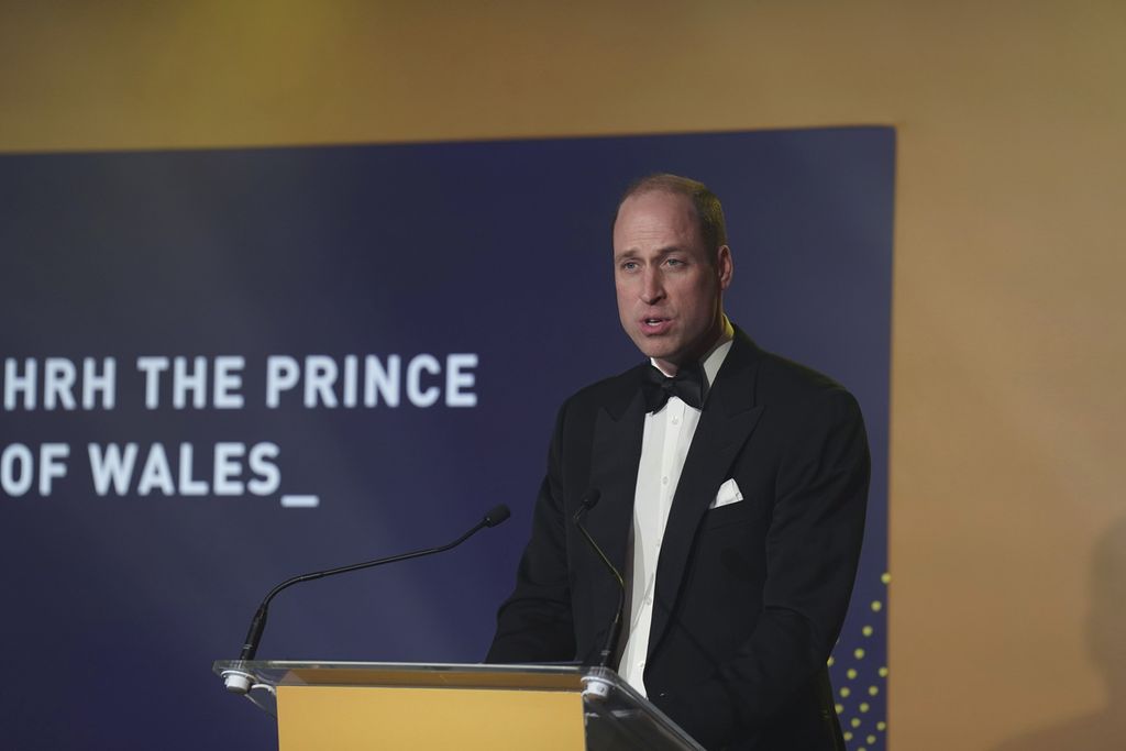 Pangeran William menyampaikan pidato saat menghadiri Diana Legacy Awards di Science Museum di London, Inggris, Kamis, 14 Maret 2024. Pangeran William bertemu dengan staf kunci dan pendukung Diana Award dan mendengarkan tentang karya para penerimanya. 
