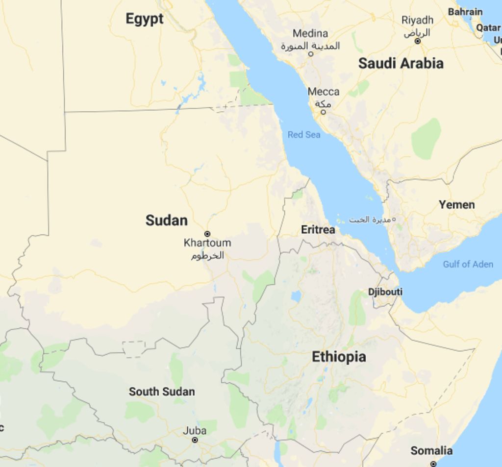 Peta lokasi negara Sudan.