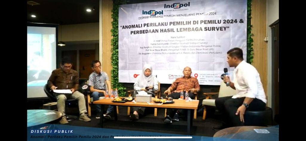 Lembaga survei dan konsultan Indopol mengungkapkan, pemilih dalam Pemilu 2024 lebih rasional karena mendasarkan pilihan pada visi-misi, gagasan, dan hasil debat. Survei diungkapkan di Jakarta, Rabu (24/1/2024).